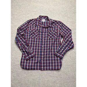 Levi's Modern Western Pearl Snap Red Plaid Button Down Men's Shirt XXL